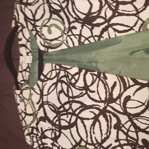 Brown and white short Jacket w/ lime trim